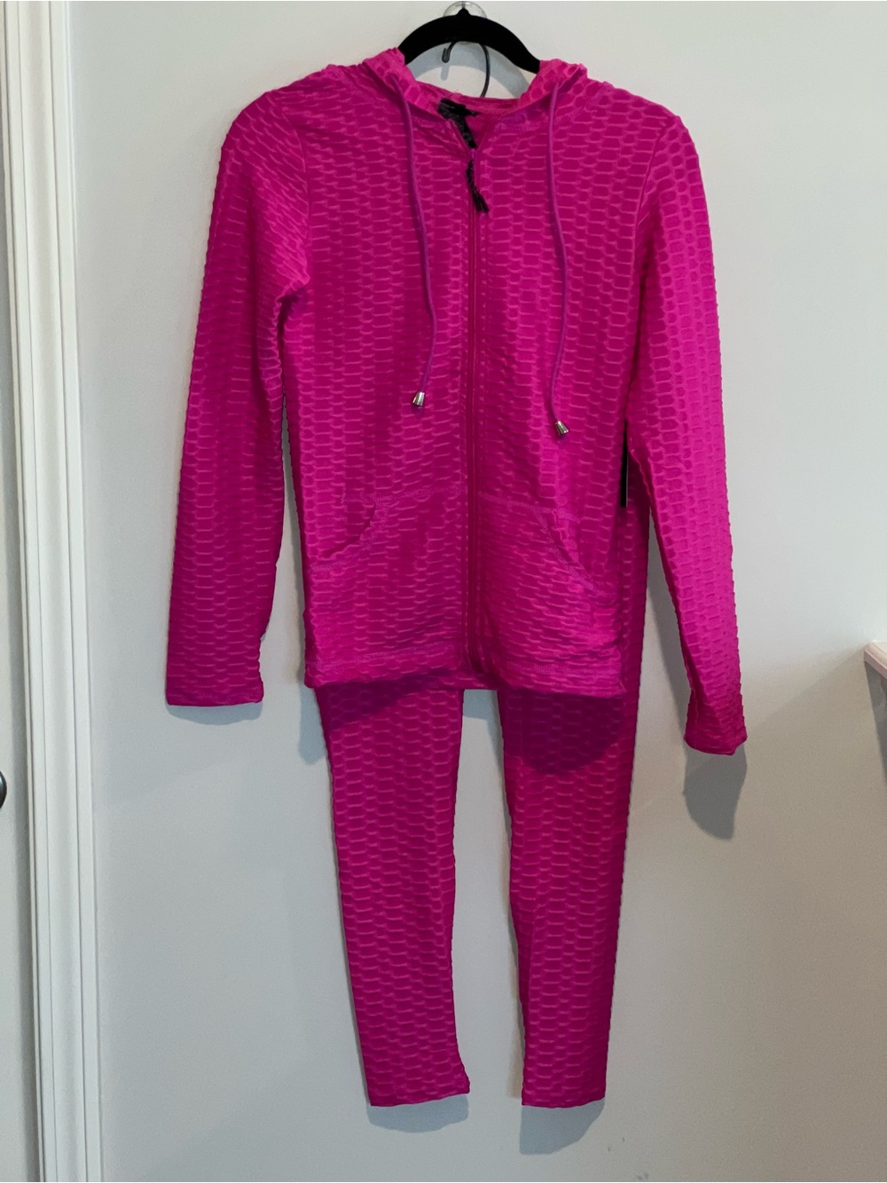 New Mix Hot Pink Textured Hoodie & Jogger Set